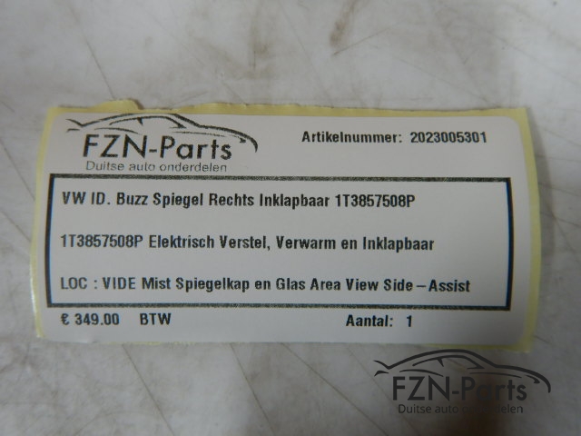 VW ID. Buzz Spiegel Rechts Inklapbaar 1T3857508P