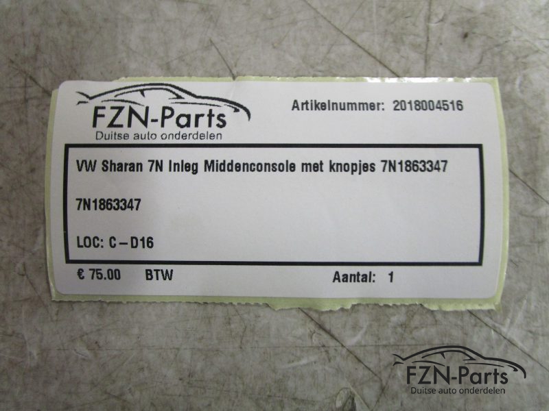VW Sharan 7N Inleg Middenconsole Met Knopjes 7N1863347