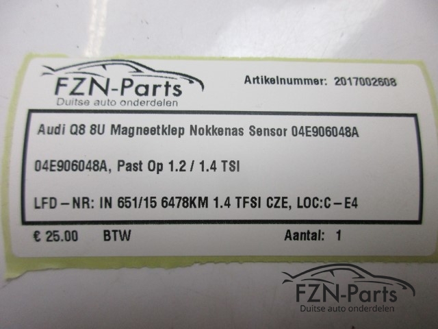 Audi Q3 8U Magneetklep Nokkenas Sensor 04E906048A