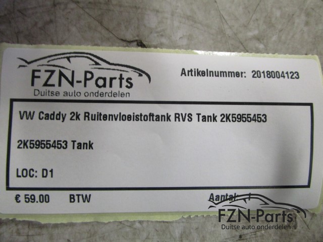 VW Caddy 2K Ruitenvloeistoftank RVS Tank 2K5955453