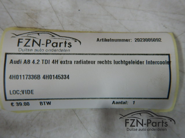 Audi A8 4.2 TDI 4H extra radiateur rechts luchtgeleider Intercooler