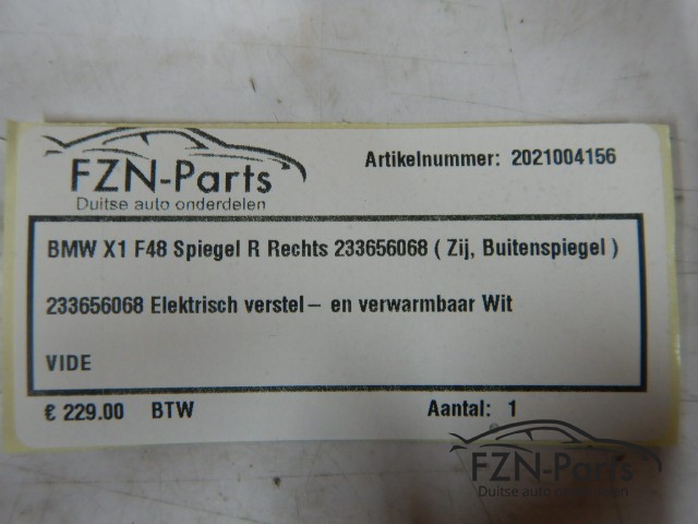 BMW X1 F48 Spiegel Rechts R 233656068 ( Zij, Buitenspiegel )