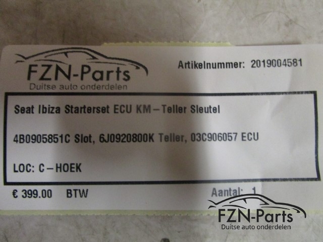Seat Ibiza Starterset ECU KM-Teller Sleutel