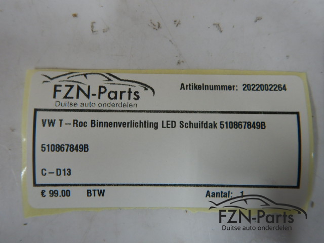 VW T-Roc 2GA Binnenverlichting LED Schuifdak 510867849B