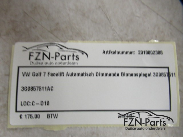 VW Golf 7 Facelift Automatisch Dimmende Binnenspiegel 3G0857511AC