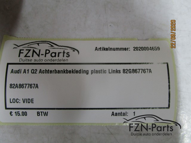 Audi A1 82A Achterbankbekleding Plastic Links 82G867767A