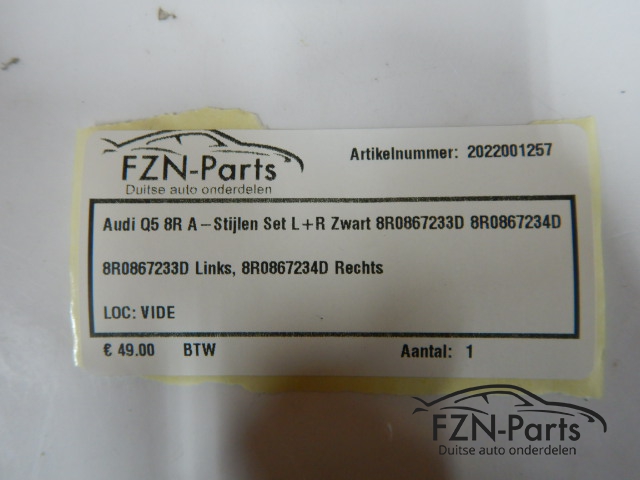 Audi Q5 8R A-stijlen Set L+R Zwart 8R0867233D 8R0867234D