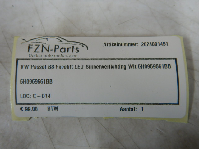 VW Passat B8 Facelift LED Binnenverlichting Wit 5H0959561BB