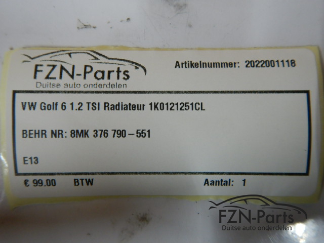 VW Golf 6 1.2 TSI Radiateur 1K0121251CL