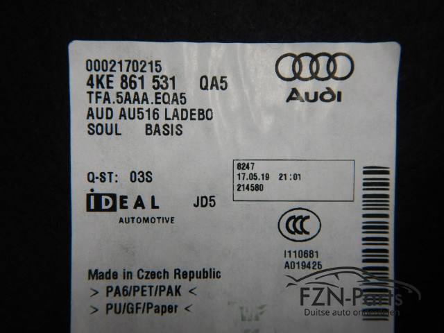 Audi E-Tron 4KE Bagageruimte Mat 4KE861531
