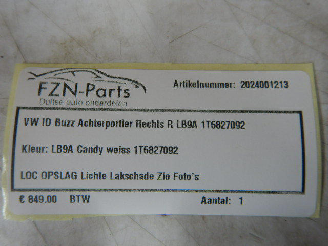 VW ID-Buzz Achterportier Rechts R LB9A 1T5827092
