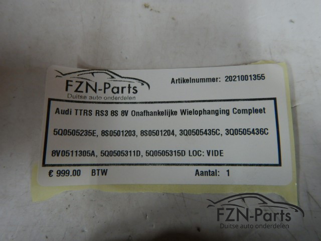 Audi TTRS RS3 8S 8V Onafhankelijke Wielophanging Compleet
