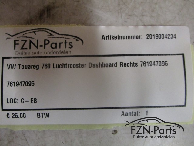 VW Touareg 760 Luchtrooster Dashboard Rechts 761947095