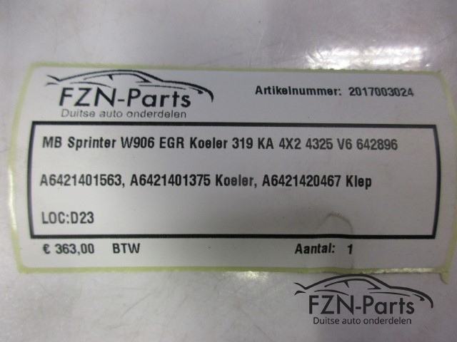 Mercedes-Benz Sprinter W906 EGR Koeler 319 KA 4X2 4325 V6 642869