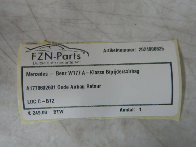 Mercedes-Benz W177 A-Klasse Bijrijdersairbag