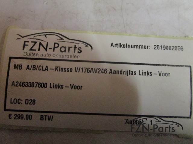 Mercedes Benz A, B, CLA-Klasse W176 / W246 Aandrijfas Links-Voor