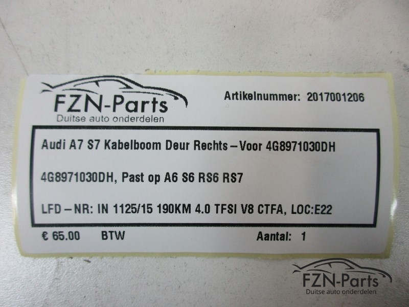 Audi A7 S7 Kabelboom Deur Rechtsvoor 4G8971030DH