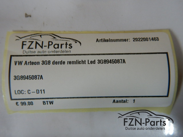 VW Arteon 3G8 Derde Remlicht LED 3G8945087A