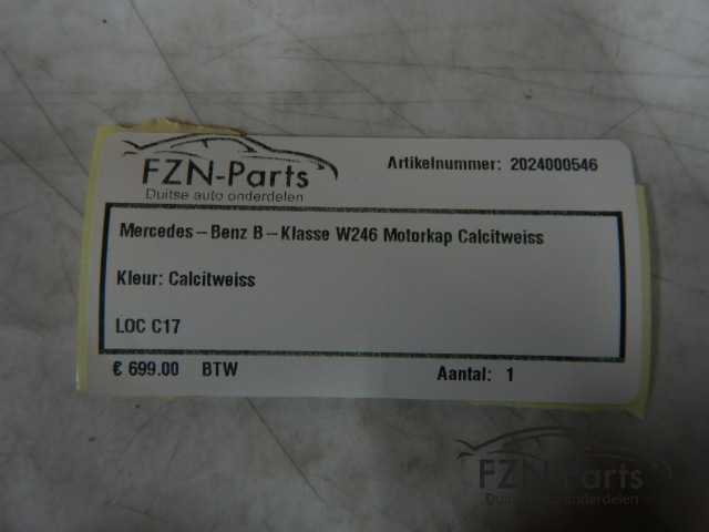 Mercedes-Benz B-Klasse W246 Motorkap Calcitweiss