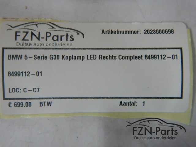 BMW 5-Serie G30 Koplamp LED Rechts Compleet 8499112-01