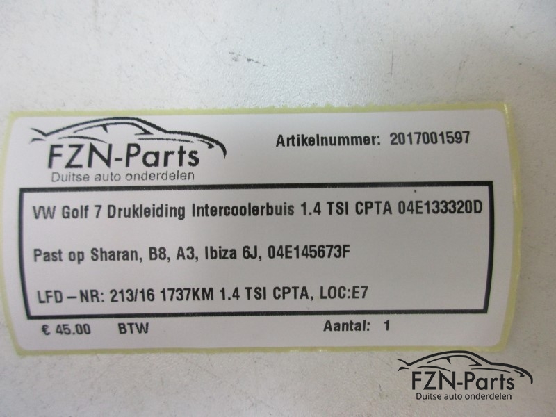 VW Golf 7 Drukleiding Intercoolerbuis 1.4 TSI CPTA 04E145673F