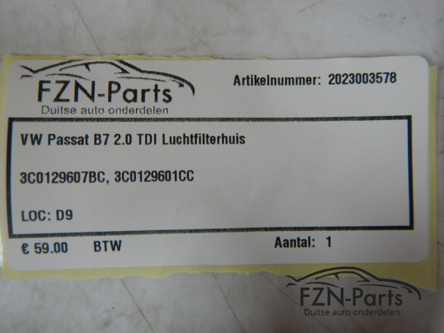 VW Passat B7 2.0TDI Luchtfilterhuis