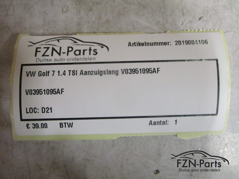 VW Golf 7 1.4 TSI Aanzuigingslang V03951095AF