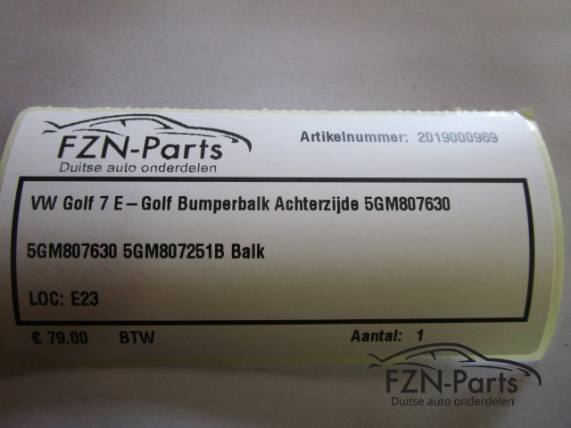 VW Golf 7 E-Golf Bumperbalk Achterzijde 5GM807630