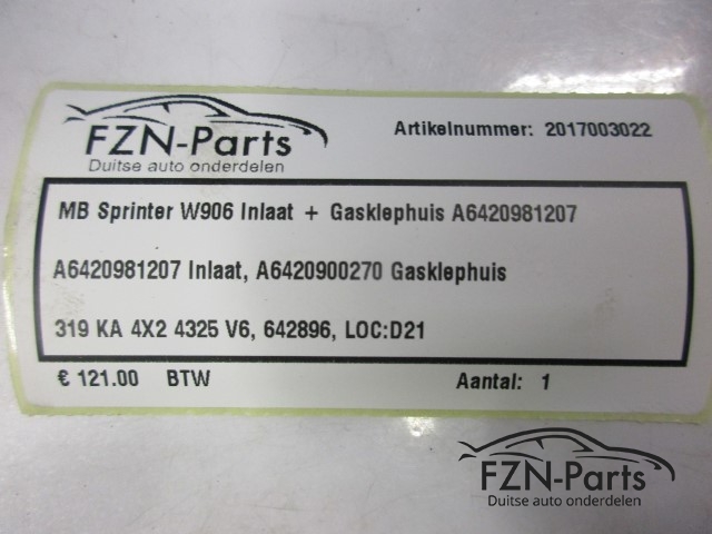 Mercedes-Benz Sprinter W906 Inlaat + Gasklephuis A6420981207