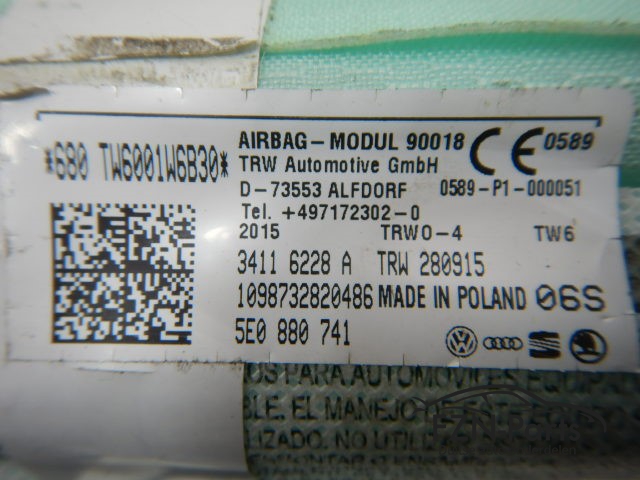 Skoda Octavia 5E0 Dakairbag Dak Airbag Set L+R