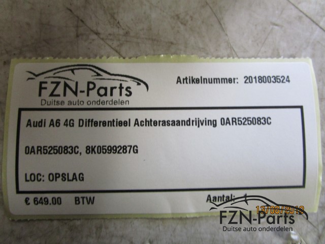 Audi A6 4G Differentieel Achterasaandrijving 0AR525083C
