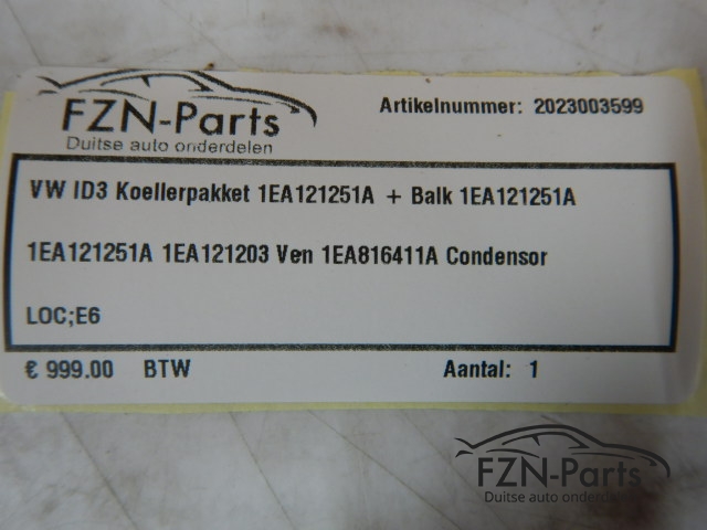 VW ID3 Koellerpakket 1EA121251A+Balk 1EA121251A