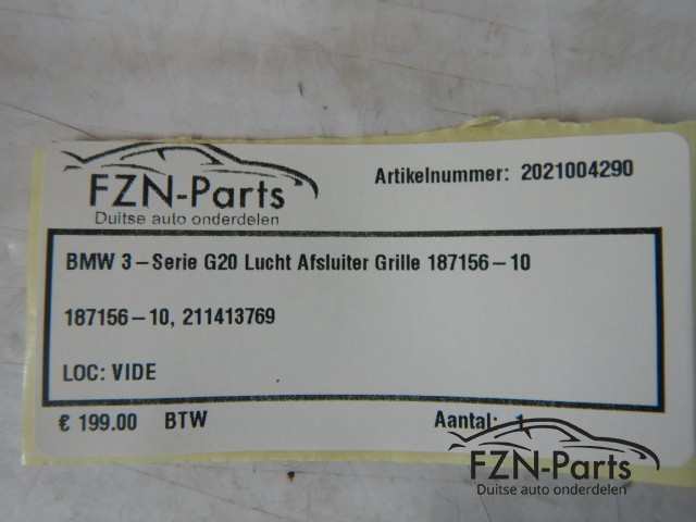 BMW 3-Serie G20 Lucht Afsluiter Grille 187156-10