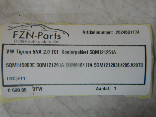 VW Tiguan 5NA 2.0TSI Koelerpakket 5QM121251A