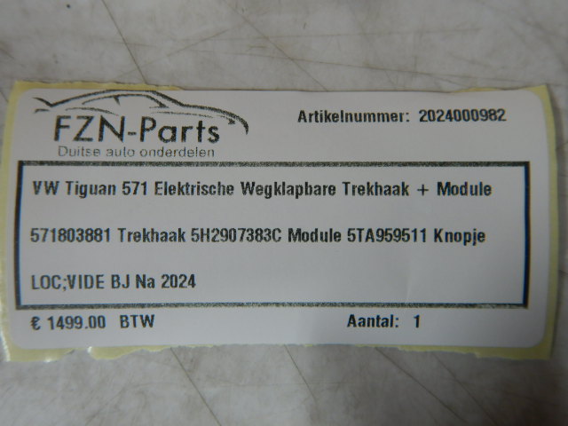 VW Tiguan 571 Elektrische Wegklapbare Trekhaak+Module