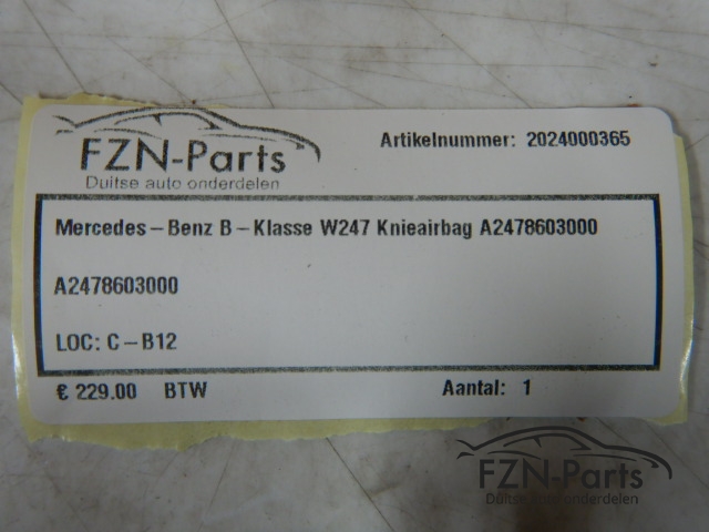 Mercedes-Benz B-Klasse W247 Knieairbag A2478603000