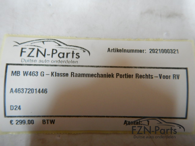 Mercedes Benz W463 G-Klasse Raammechaniek Portier Rechts - Voor RV