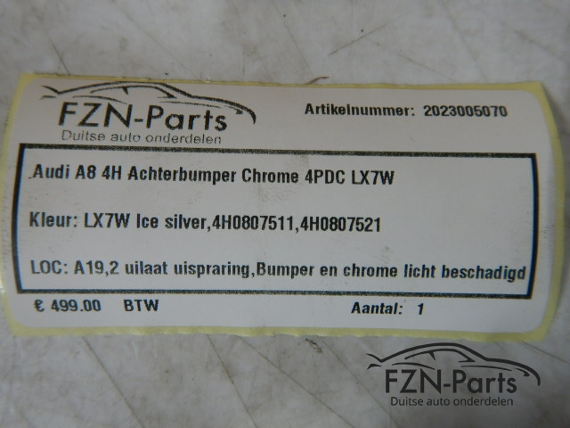 Audi A8 4H Achterbumper Chrome 4PDC LX7W