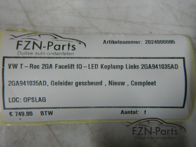 VW T-Roc 2GA Facelift IQ-LED Koplamp Links 2GA941035AD