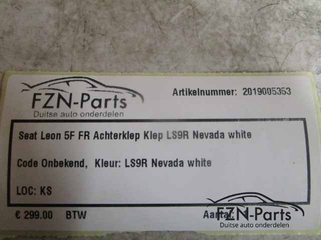 Seat Leon 5F FR 3DRS Achterklep Klep LS9R Nevada White