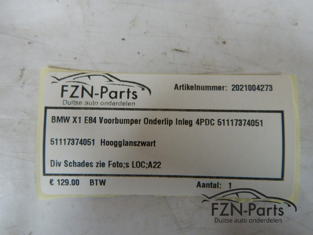 BMW X1 E84 Voorbumper Onderlip Inleg 4PDC 51117374051