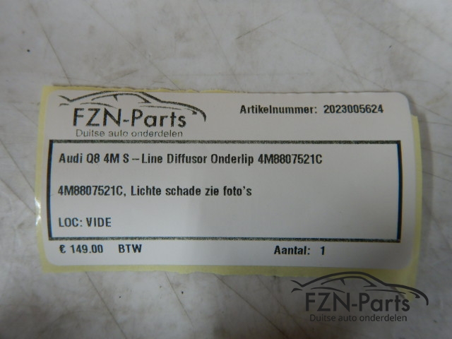 Audi Q8 4M S-Line Diffusor Onderlip 4M8807521C