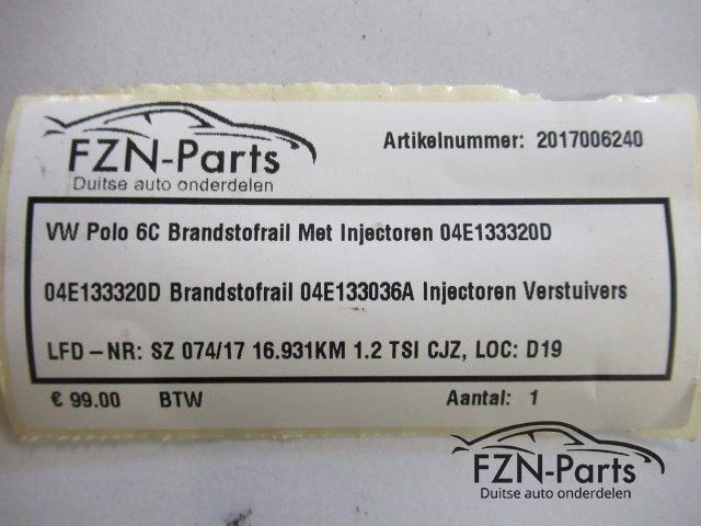 VW Polo 6C Brandstofrail Met Injectoren 04E13320D