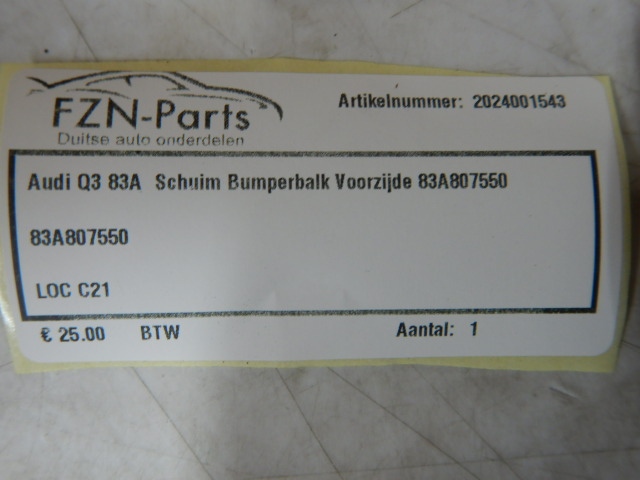 Audi Q3 83A Schuim Bumperbalk Voorzijde 83A807550