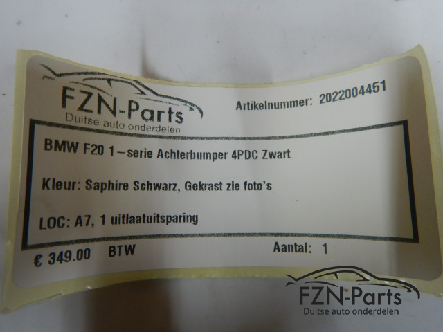 BMW 1-Serie F20 Achterbumper 4PDC Zwart