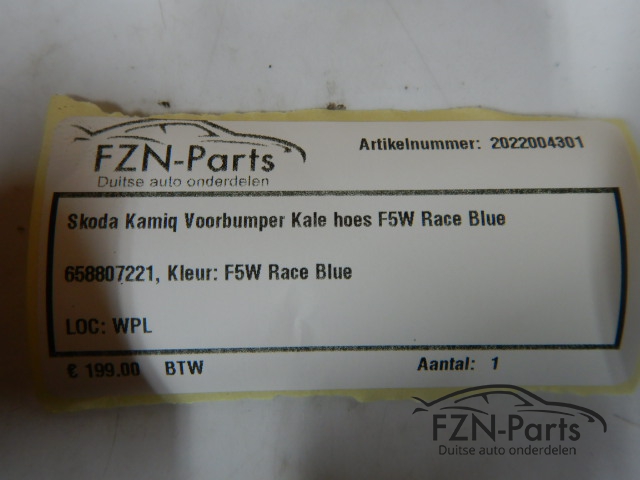 Skoda Kamiq Voorbumper Kale Hoes F5W Race Blue