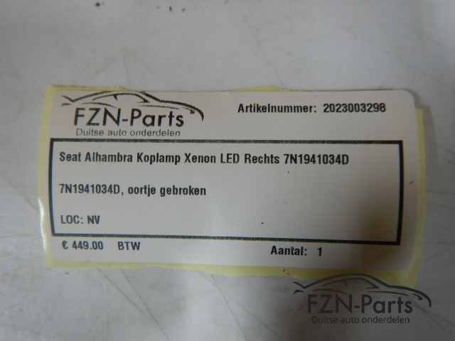 VW Sharan 7N Koplamp Xenon LED Rechts 7N1941034D