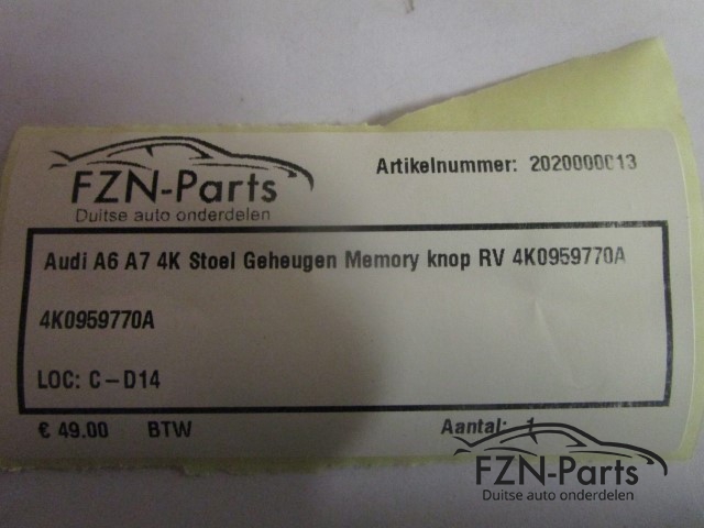 Audi A6 A7 4K Stoel Geheugen Memory Knop RV 4K0959770A