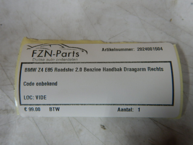 BMW Z4 E85 Roadster 2.0 Benzine Handbak Draagarm Rechts
