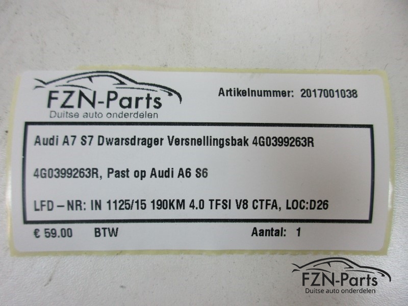 Audi A7 S7 Dwarsdrager Versnellingsbak 4G0399263R